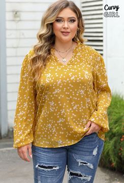 Picture of CURVY GIRL FLORAL RUCHED BLOUSE